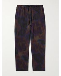 Dries Van Noten - Pantaloni a gamba dritta in raso stampato con coulisse - Lyst