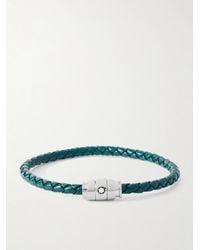 Montblanc - Meisterstück 3-ring Stainless Steel And Woven Leather Bracelet - Lyst