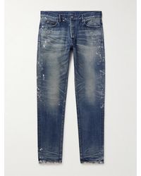 John Elliott - The Cast 2 Slim-Fit Distressed Paint-Splattered Selvedge Jeans - Lyst