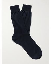 Anderson & Sheppard Mid-calf Cotton Socks - Blue