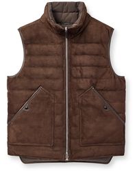 Tom Ford - Slim-fit Reversible Quilted Leather-trimmed Suede And Shell Down Gilet - Lyst