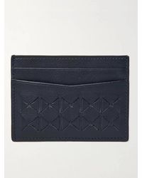 Serapian Woven Leather Cardholder - Blue
