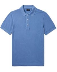 Tom Ford - Slim-fit Lyocell And Cotton-blend Piqué Polo Shirt - Lyst