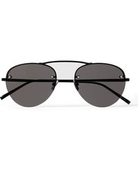 Saint Laurent - Aviator-style Metal Sunglasses - Lyst