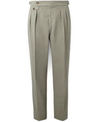 Brunello Cucinelli - Tapered Pleated Cotton-twill Suit Trousers - Lyst