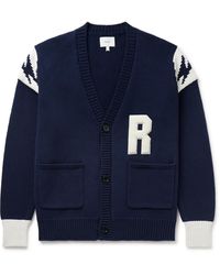 Rhude - Logo-appliquéd Intarsia-knit Cotton Cardigan - Lyst