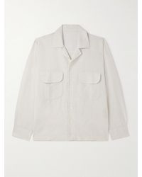 STÒFFA - Overshirt in misto lino e cotone con colletto aperto - Lyst