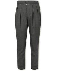 Officine Generale - Pierre Straight-leg Belted Pleated Wool Suit Trousers - Lyst