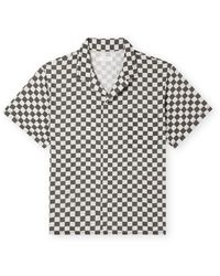 ERL - Camp-collar Checked Cotton And Linen-blend Shirt - Lyst