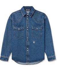 Palm Angels - Logo-embroidered Denim Western Shirt - Lyst