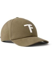 Tom Ford - Logo-Embroidered Leather-Trimmed Cotton-Twill Baseball Cap - Lyst