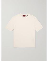Gucci - T-Shirt aus einer Seiden-Baumwollmischung mit Intarsienlogomotiv - Lyst