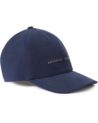 Brunello Cucinelli - Logo-embroidered Leather-trimmed Cotton-twill Baseball Cap - Lyst