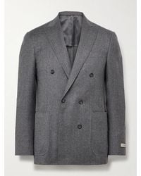 Canali - Kei Slim-Fit Double-Breasted Wool-Flannel Blazer - Lyst