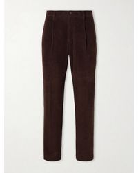 Canali - Straight-Leg Pleated Cotton-Corduroy Trousers - Lyst