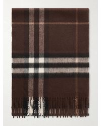 Burberry - Fringed Checked Cashmere Scarf - Lyst