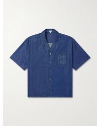 Loewe - Camp-Collar Anagram-Detail Denim Shirt - Lyst