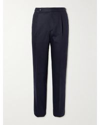 De Petrillo - Straight-leg Pleated Wool-blend Flannel Suit Trousers - Lyst