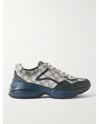 Gucci - Rhyton gg-print Leather And Canvas Trainers - Lyst