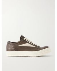 Rick Owens - Vintage Sneaks Suede-Trimmed Full-Grained Leather Sneakers - Lyst