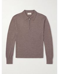 Officine Generale - Bene Merino Wool Half-zip Polo Shirt - Lyst