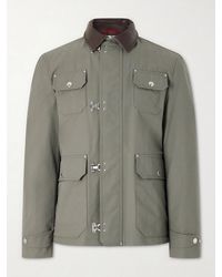 Brunello Cucinelli - Fireman Leather-Trimmed Cotton-Blend Jacket - Lyst