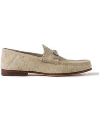 Gucci - Horsebit 1953 Collapsible-Heel Logo-Debossed Suede Loafers - Lyst