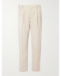 Loro Piana - Straight-Leg Pleated Cotton And Linen-Blend Trousers - Lyst
