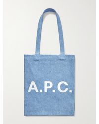 A.P.C. - Tote bag in denim con logo Lou - Lyst