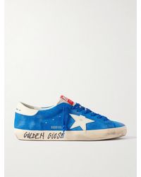 Golden Goose - Super-star Distressed Leather-trimmed Suede Sneakers - Lyst