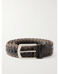 Brunello Cucinelli - 3Cm Leather-Trimmed Braided Cotton And Linen-Blend Belt - Lyst