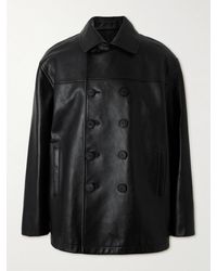 Givenchy - Leather Peacoat - Lyst
