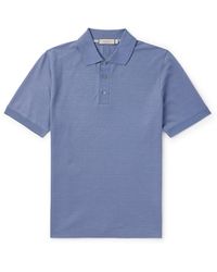 Canali - Cotton And Silk-Blend Piqué Polo Shirt - Lyst