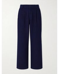 Blue Blue Japan - Straight-Leg Pleated Sashiko-Cotton Trousers - Lyst