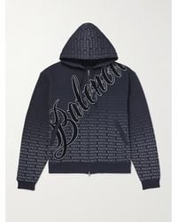 Balenciaga - Oversized Logo-Appliquéd Printed Cotton-Jersey Zip-Up Hoodie - Lyst