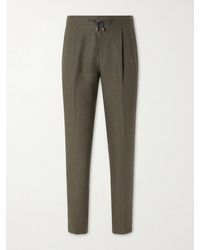 De Petrillo - Straight-Leg Pleated Linen Suit Trousers - Lyst