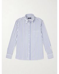 J. Mueser - Button-Down Collar Striped Cotton-Seersucker Shirt - Lyst