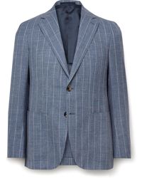 Caruso - Striped Wool, Silk And Linen-Blend Suit Jacket - Lyst