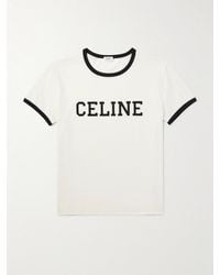 Celine - Cropped Logo-Appliquéd Cotton-Jersey T-Shirt - Lyst