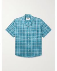 Corridor NYC - Camp-Collar Checked Cotton And Linen-Blend Shirt - Lyst