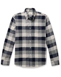 Hartford - Pitt Button-down Collar Checked Cotton-flannel Shirt - Lyst
