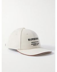 Burberry - Logo-embroidered Leather-trimmed Cotton-canvas Baseball Cap - Lyst