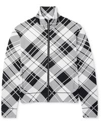 Burberry - Checked Jacquard-knit Zip-up Sweater - Lyst