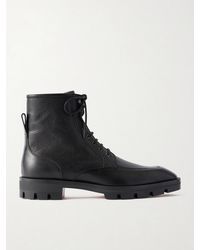 Christian Louboutin - Caracolo Lion Smooth And Full-grain Leather Lace-up Boots - Lyst