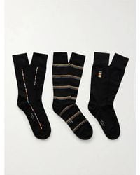 Paul Smith - Pack Of Three Striped Cotton-blend Socks - Lyst