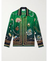 Casablancabrand - La Boite A Bijoux Convertible-collar Printed Silk-twill Shirt - Lyst