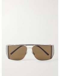 Saint Laurent - Sl 750 Double-Bridge Mask Aviator-Style-Tone Metal Sunglasses - Lyst