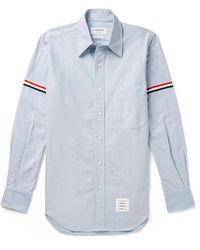 Thom Browne - Button-down Collar Grosgrain-trimmed Cotton Oxford Shirt - Lyst