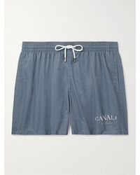 Canali - Straight-leg Mid-length Logo-print Swim Shorts - Lyst