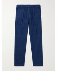 Drake's - Mk. I Games gerade geschnittene Hose aus einer Baumwoll-Leinenmischung mit Falten in Indigo-Färbung - Lyst
